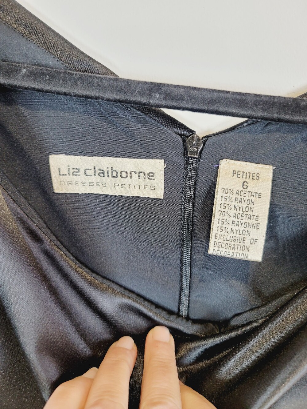 Liz Claiborne Dark Plum Off-Shoulder Velvet Dress with Draped Satin Trim, Size 6 - Picture 3 of 3